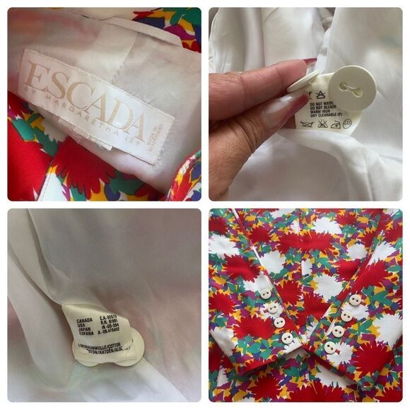 ESCADA by Margaretha Ley Multicolored Floral Button Down Jacket LARGE - Picture 14 of 15